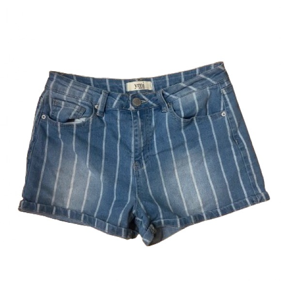 Striped Jean Shorts - Picture 1 of 3